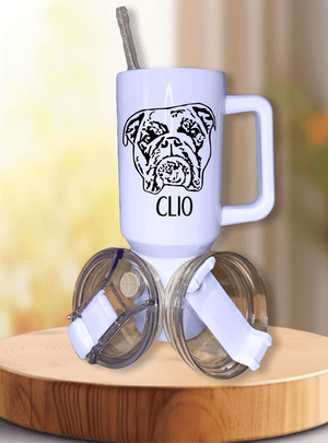 Custom Pet Portrait 40oz Tumbler w/handle - Pets to Prints