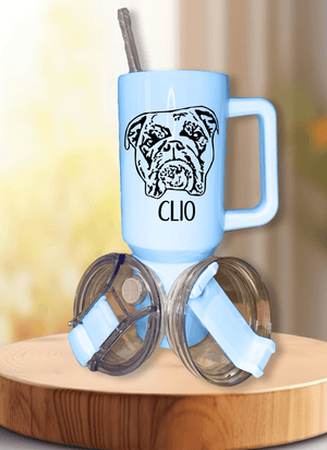Custom Pet Portrait 40oz Tumbler w/handle - Pets to Prints
