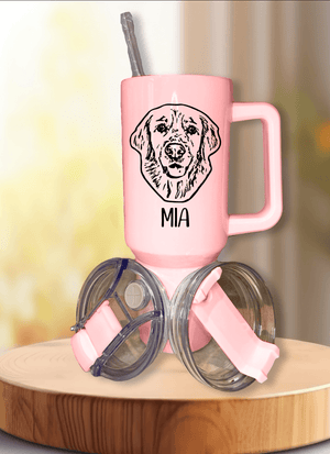 Custom Pet Portrait 40oz Tumbler w/handle - Pets to Prints