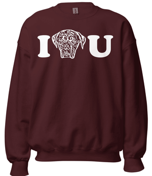 Custom Pet Portrait I ❤️ U Crewneck - Pets to Prints