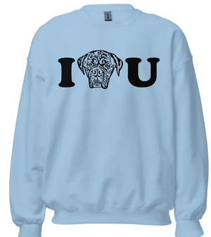 Custom Pet Portrait I ❤️ U Crewneck - Pets to Prints