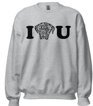 Custom Pet Portrait I ❤️ U Crewneck - Pets to Prints