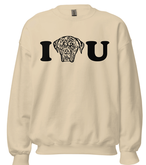 Custom Pet Portrait I ❤️ U Crewneck - Pets to Prints