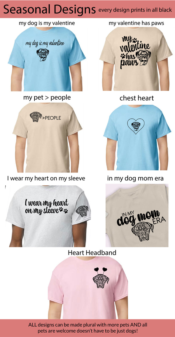 Custom Pet Portrait T-Shirt + Holiday Designs