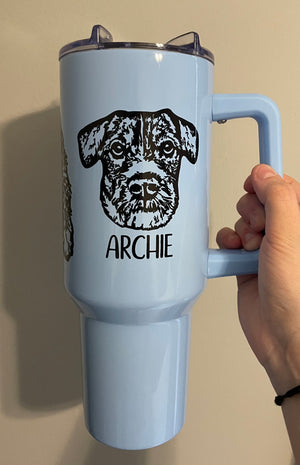 Custom Pet Portrait 40oz Tumbler w/handle - Pets to Prints