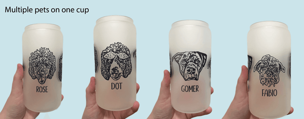 Custom Pet Portrait Frosted Glass Cup - Pets to Prints