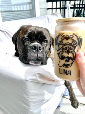 Custom Pet Portrait Frosted Glass Cup - Pets to Prints