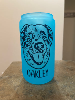 Custom Pet Portrait Color Changing Frosted Glass Cup - Pets to Prints