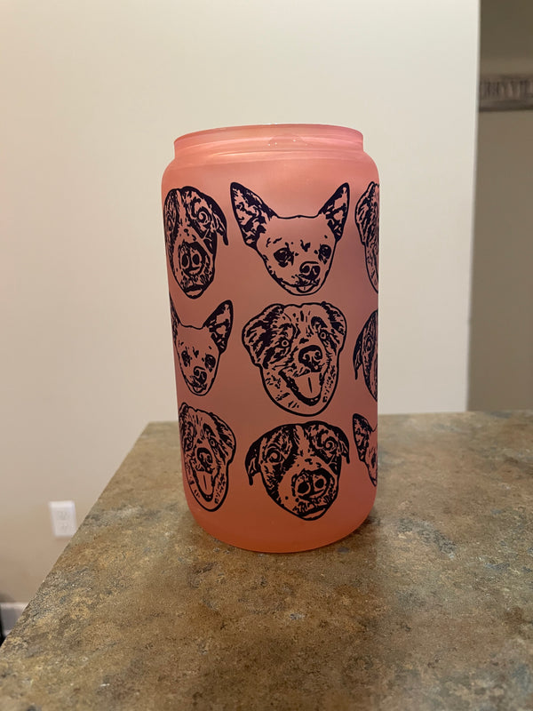 Custom Pet Portrait Color Changing Frosted Glass Cup - Pets to Prints