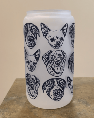Custom Pet Portrait Frosted Glass Cup - Pets to Prints