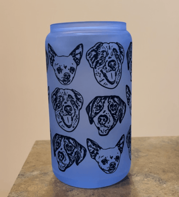 Custom Pet Portrait Color Changing Frosted Glass Cup - Pets to Prints