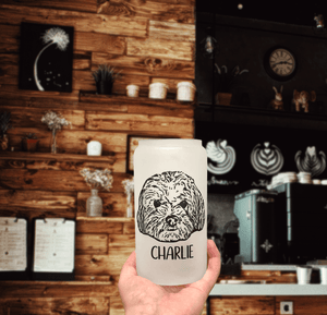 Custom Pet Portrait Frosted Glass Cup - Pets to Prints