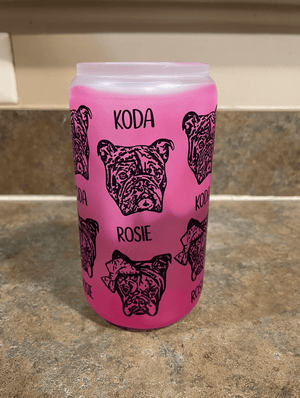 Custom Pet Portrait Color Changing Frosted Glass Cup - Pets to Prints