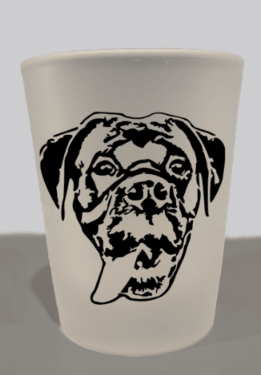 Custom Pet Portrait Frosted Shot Glass + Seasonal Designs - Pets to Prints