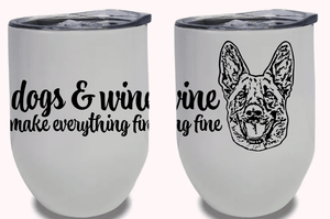 Custom Pet Portrait Wine Tumbler - Pets to Prints