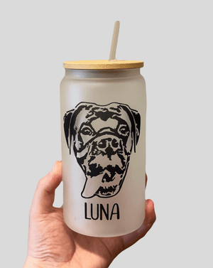 Custom Pet Portrait Frosted Glass Cup - Pets to Prints